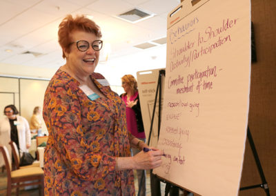 Attendee, Roxanne, participating in an interactive session